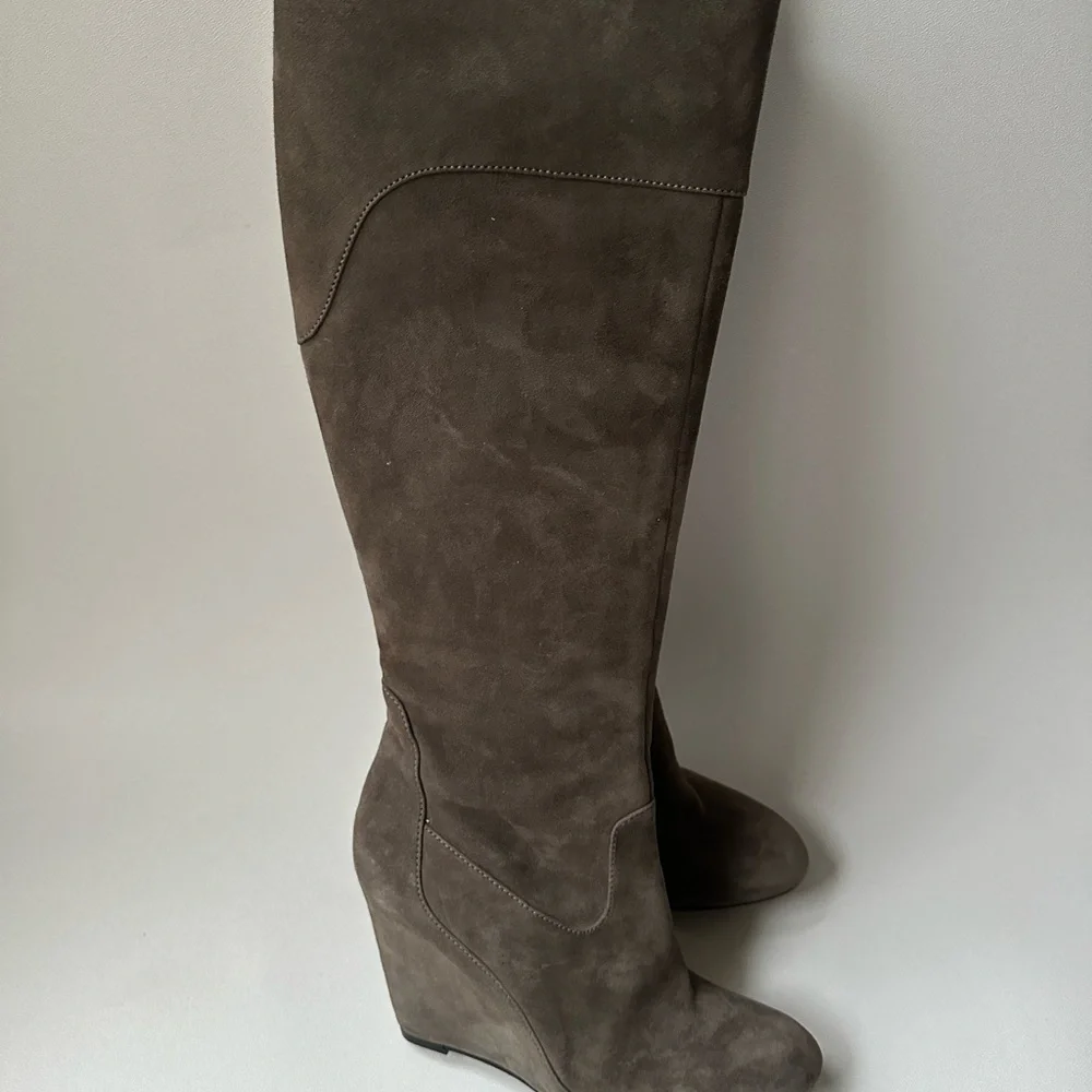 Via Spiga Wedge Tall Boots Adina Suede Size 7